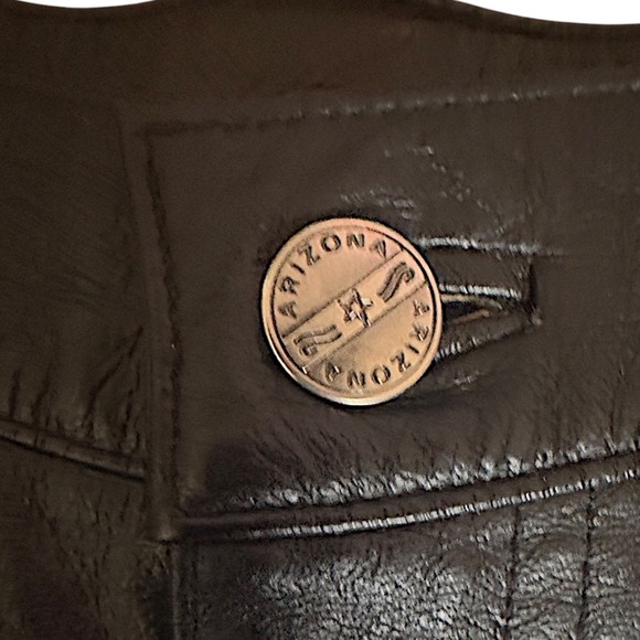 Arizona Jean 1990's Mens Black Genuine Leather Pants Size 36 (38) Motorcycle - Picture 3 of 7